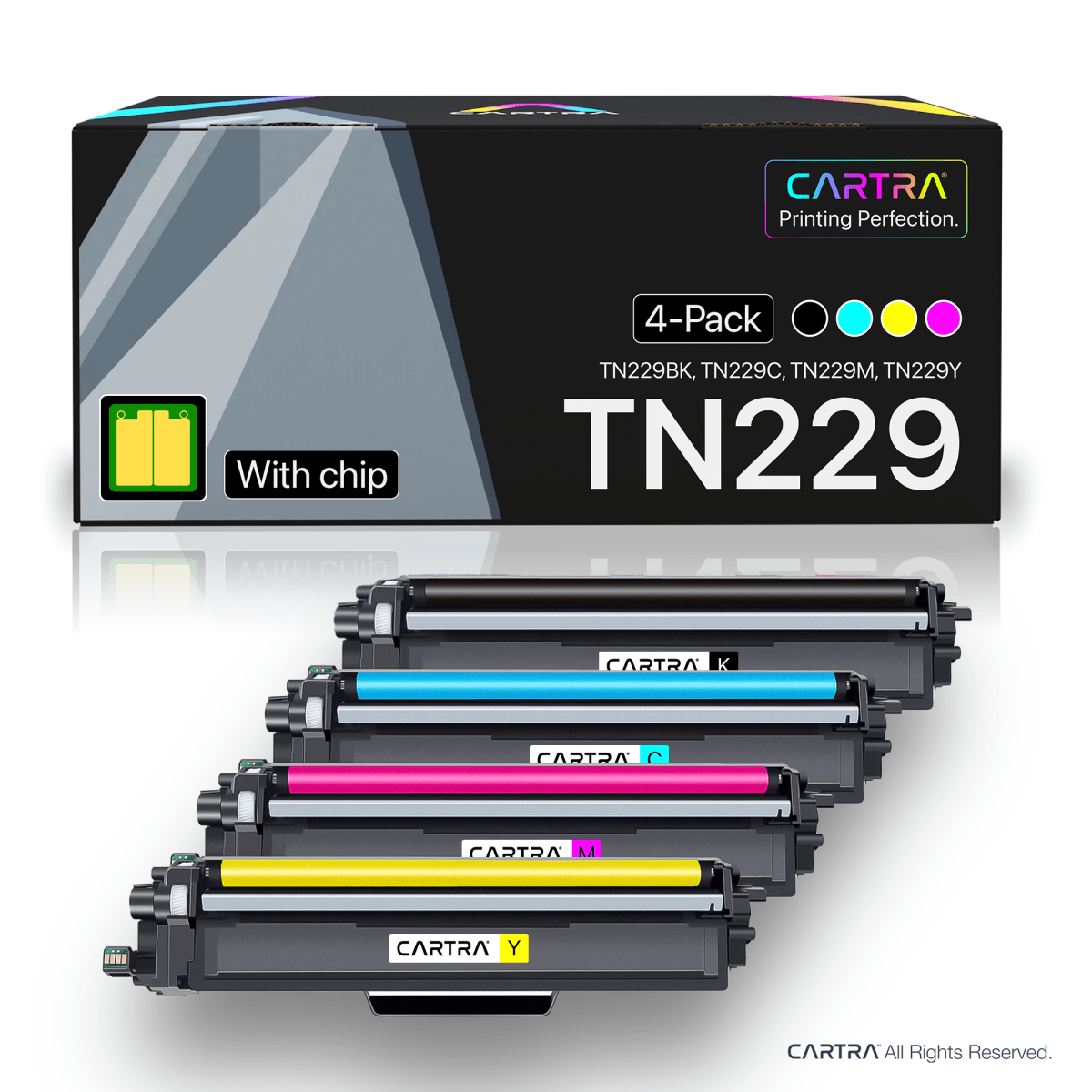 Brother TN229 Toner Cartridge Set (4 - Pack) With Smart Chips - Cartra