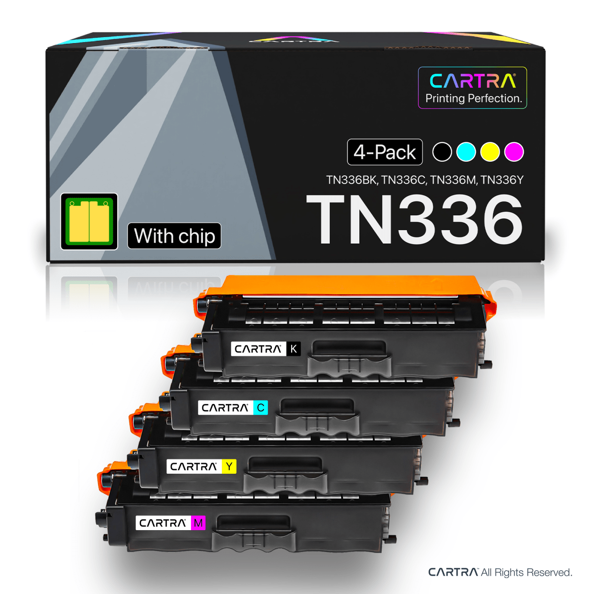 Brother TN336 Toner Cartridge Set (4 - Pack) With Smart Chips - Cartra