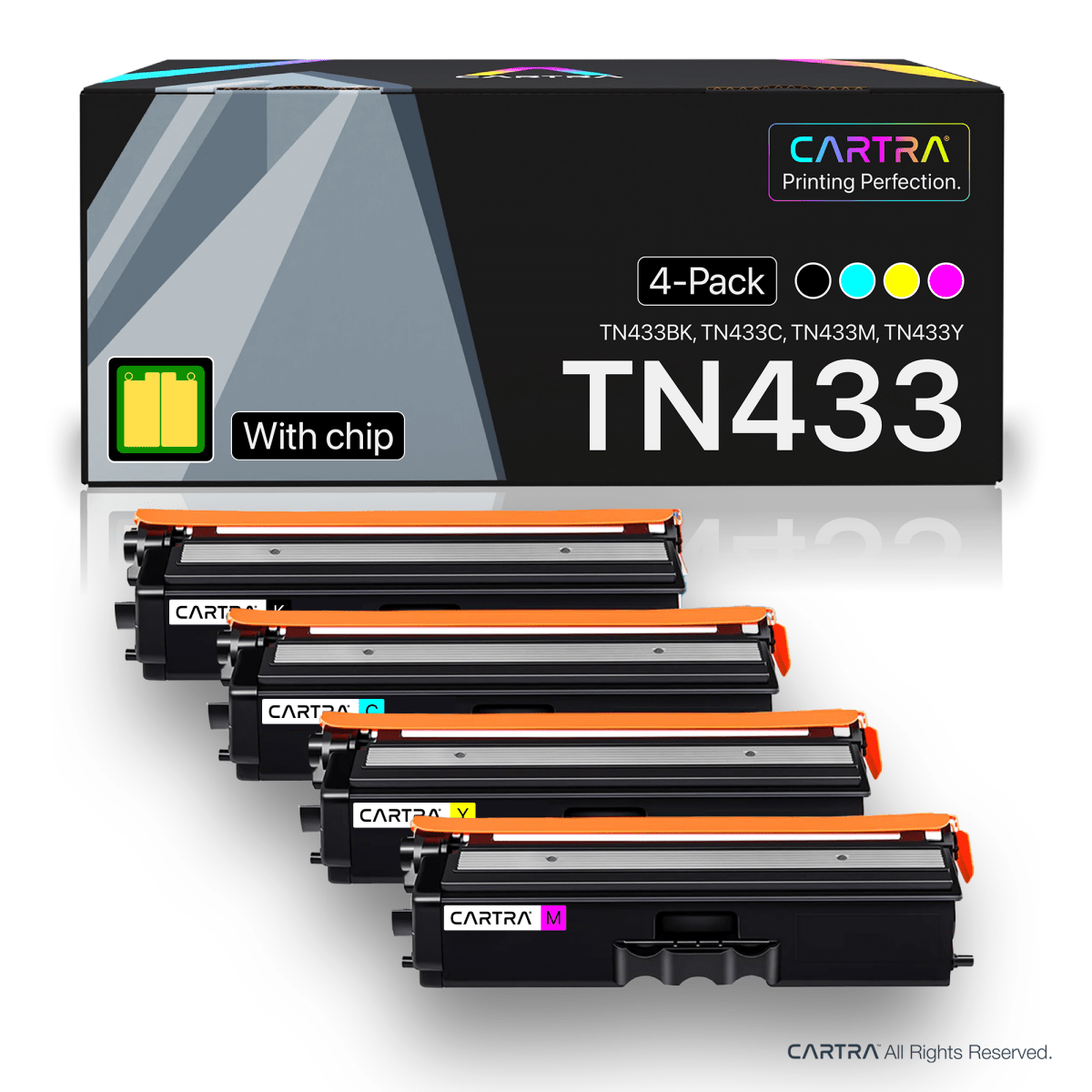 Brother TN433 Toner Cartridge Set (4 - Pack) With Smart Chips - Cartra