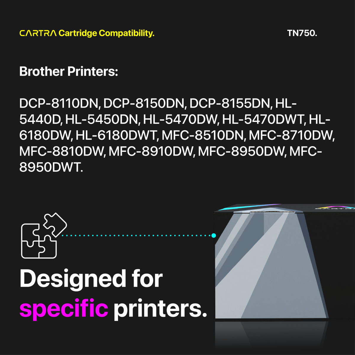 Brother TN750 Black Toner Cartridge With Smart Chip (TN750) - Cartra
