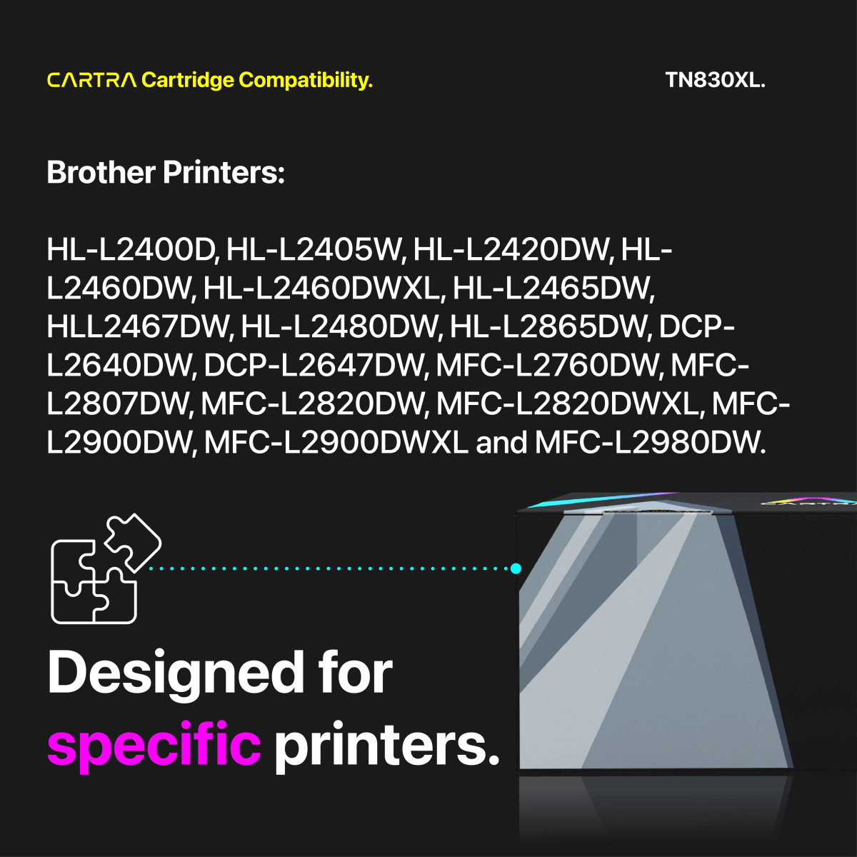 Brother TN830XL Black Toner Cartridge With Smart Chip (TN830XL) - Cartra