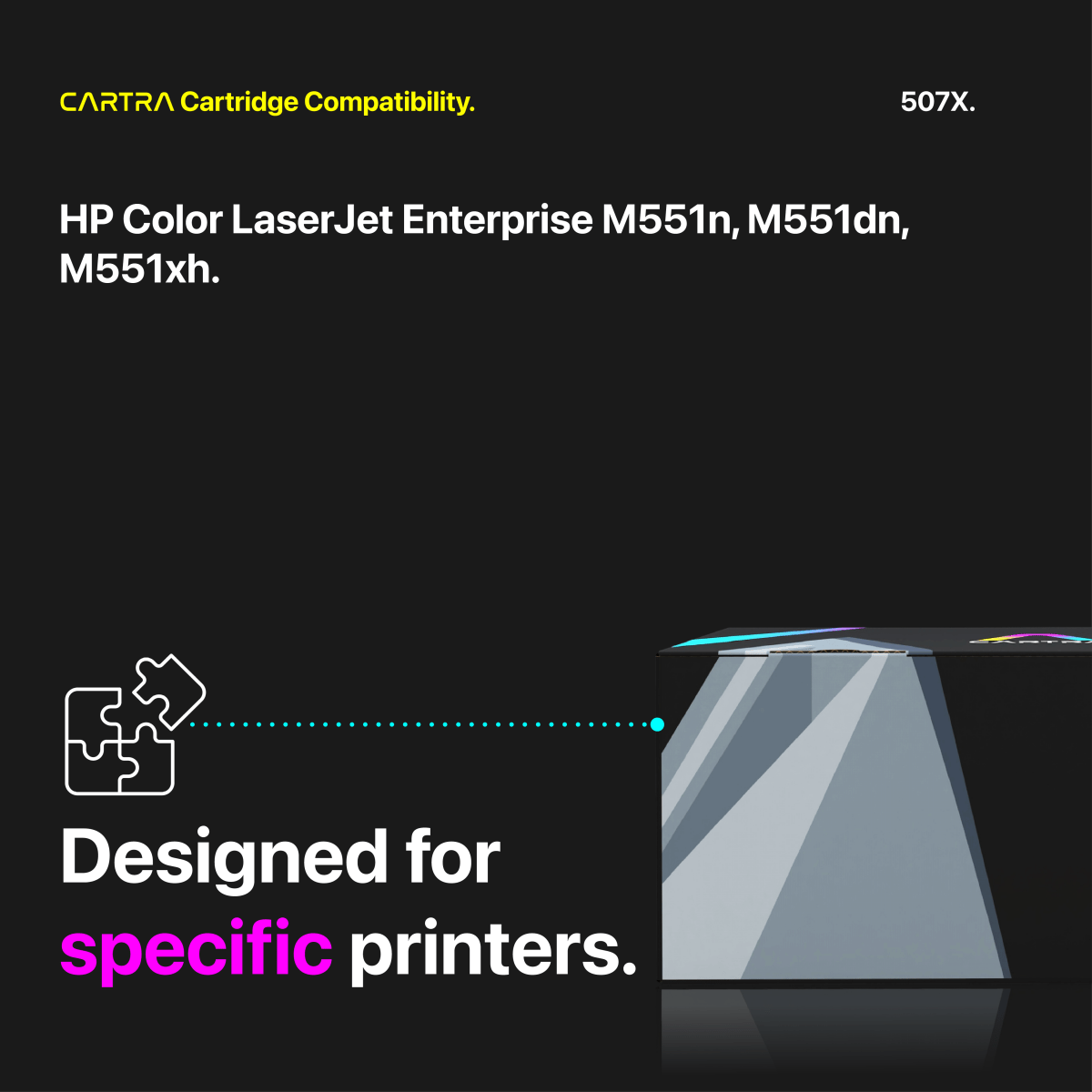 HP 507X Black Toner Cartridge With Smart Chip (CE400X) - Cartra
