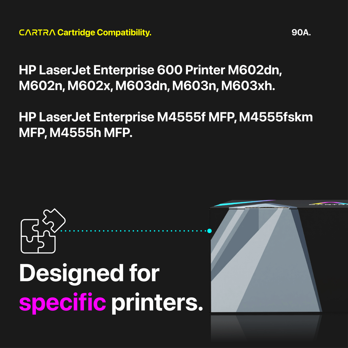 HP 90A Black Toner Cartridge With Smart Chip (CE390A) - Cartra