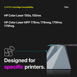 HP 116A Yellow Toner Cartridge With Smart Chip (W2062A) Printer Compatibility