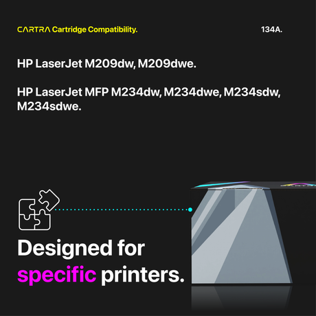 HP 134A Black Toner Cartridge With Smart Chip (W1340A) Printer Compatibility