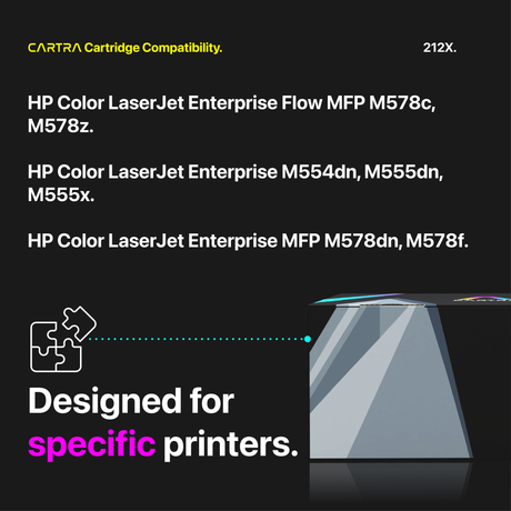 HP 212X Black High Yield Toner Cartridge With Smart Chip (W2120X) Printer Compatibility