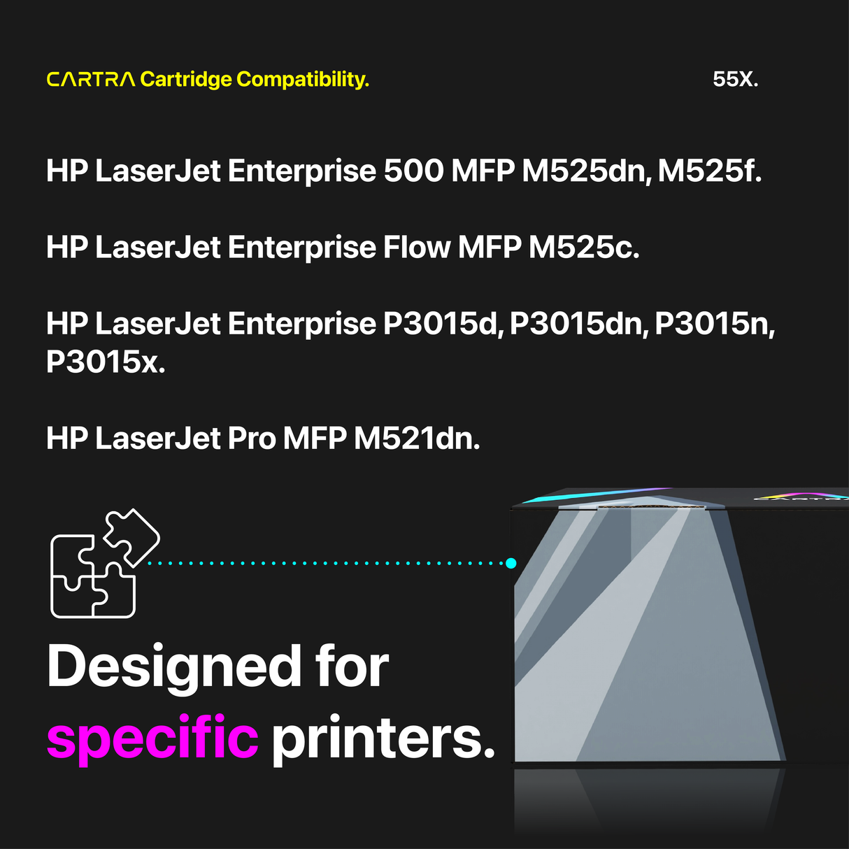 HP 55X Black High Yield Toner Cartridge With Smart Chip (CE255X) Printer Compatibility