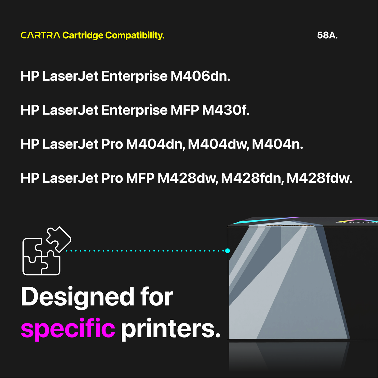 HP 58A Black Toner Cartridge With Smart Chip (CF258A) Printer Compatibility