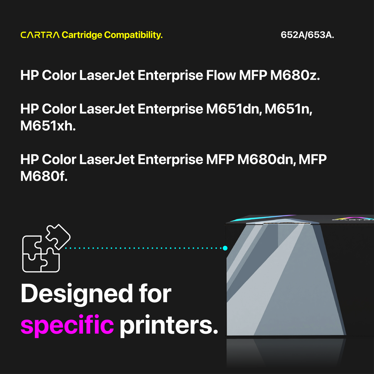 HP 652A/653A Toner Cartridge Set (4-Pack) With Smart Chips Printer Compatibility