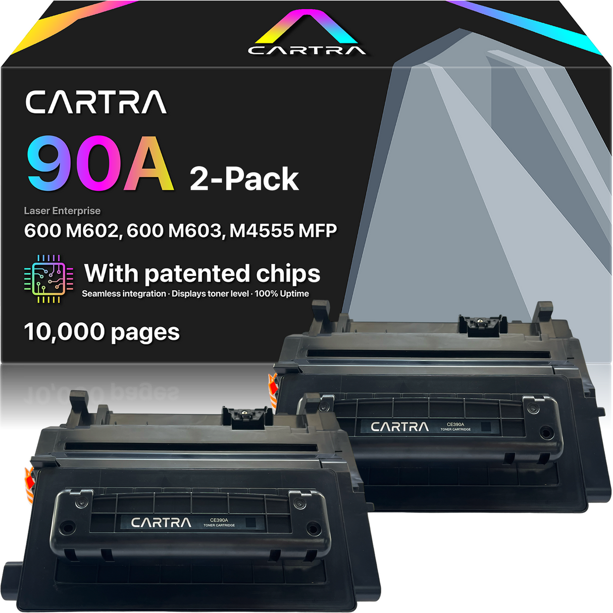 CE390A Black Toner Cartridge (2-Pack) With Smart Chips, 90A