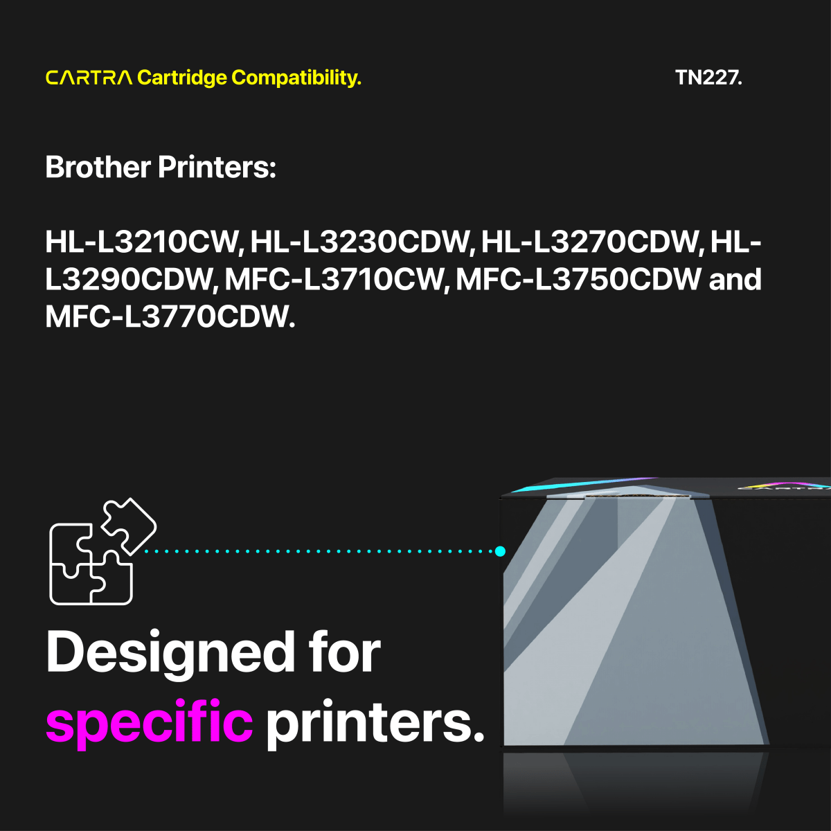 Cool Toner Compatible TN227 Toner Cartridge 3-Pack (Cyan, Magenta, Yellow) W/ Chip – For Brother HL-L3290CDW, MFC-L3770CDW & More, 2300 Pages