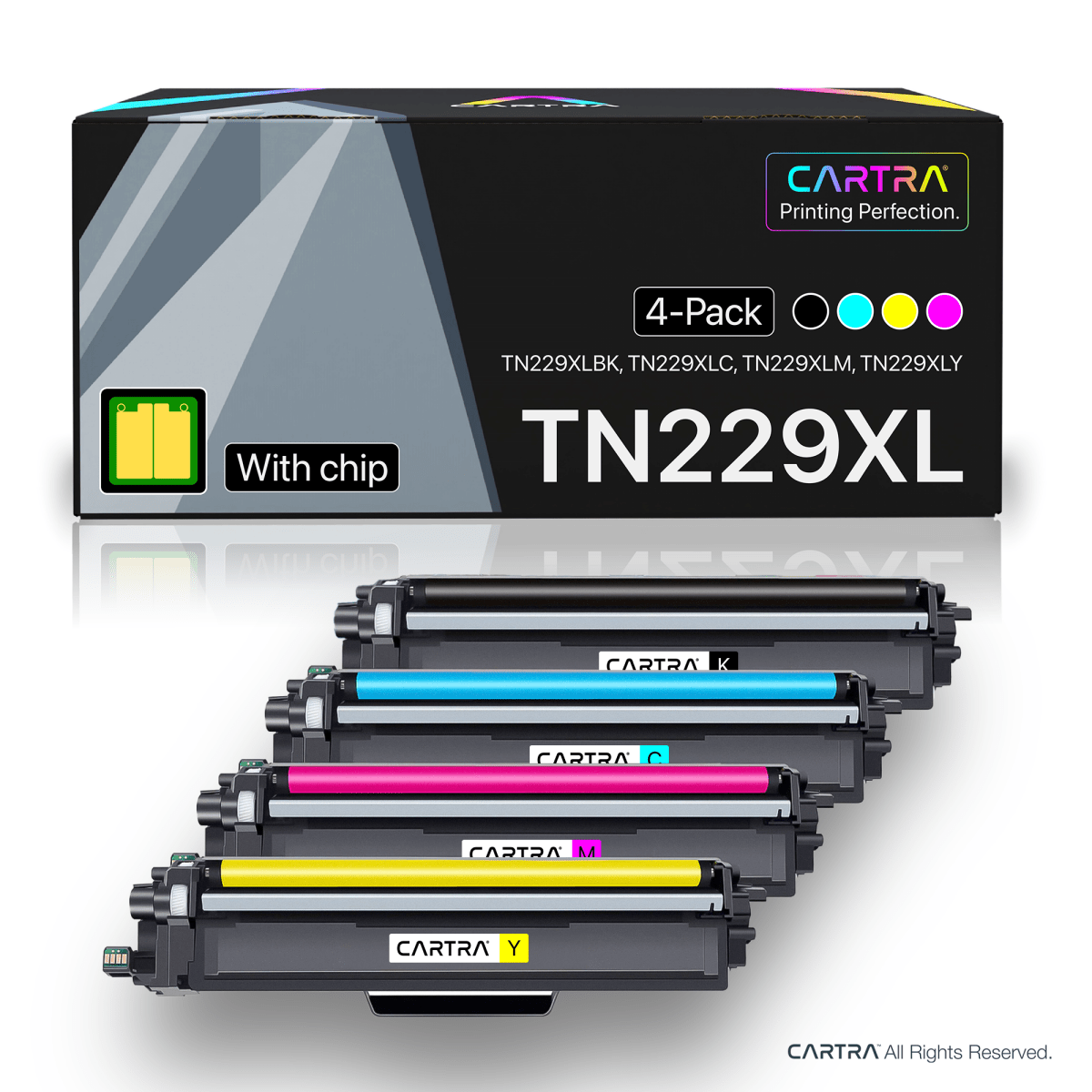 Brother TN229XL Toner Cartridges With Chip (4-Pack) | Free