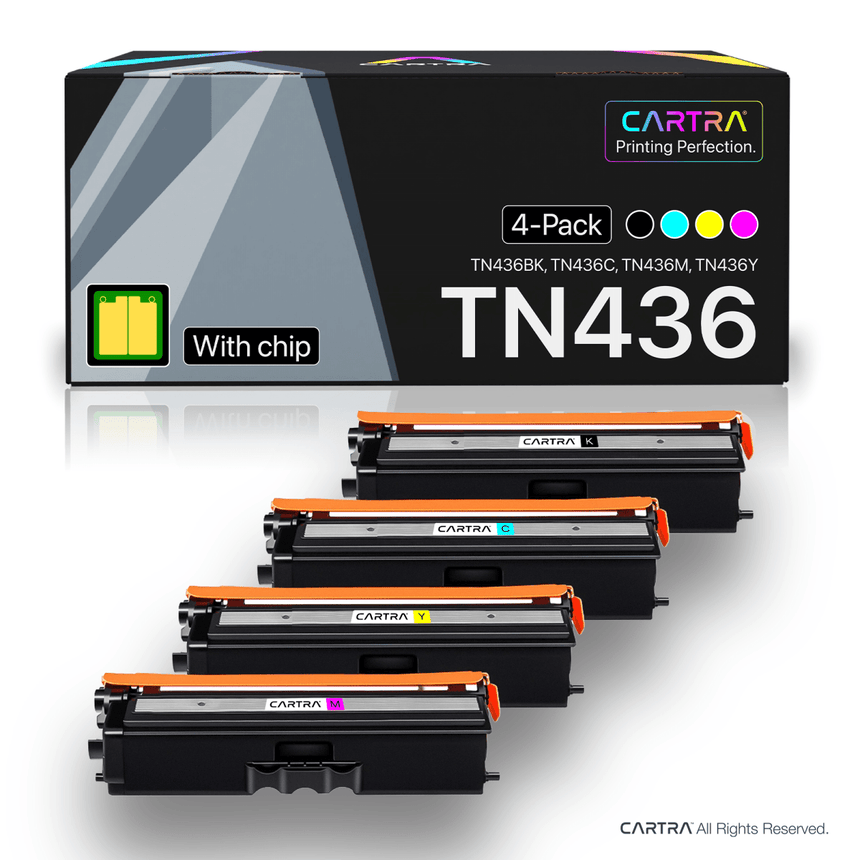 Brother TN436 Toner Cartridge Set (4 - Pack) With Smart Chips - Cartra