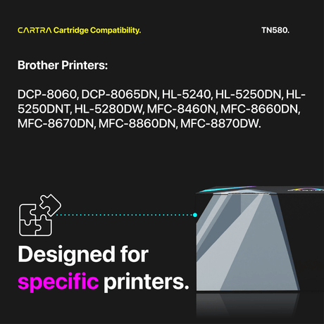 Brother TN580 Black Toner Cartridge With Smart Chip (TN580) - Cartra