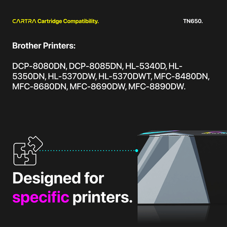 Brother TN650 Black Toner Cartridge With Smart Chip (TN650) - Cartra