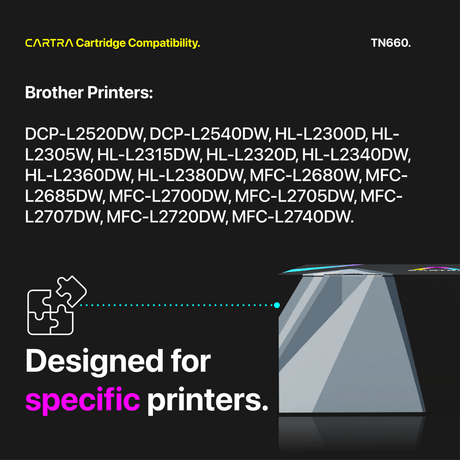 Brother TN660 Black Toner Cartridge With Smart Chip (TN660) - Cartra