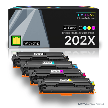 HP 202X High Yield Toner Cartridge Set (4 - Pack) With Smart Chips - Cartra