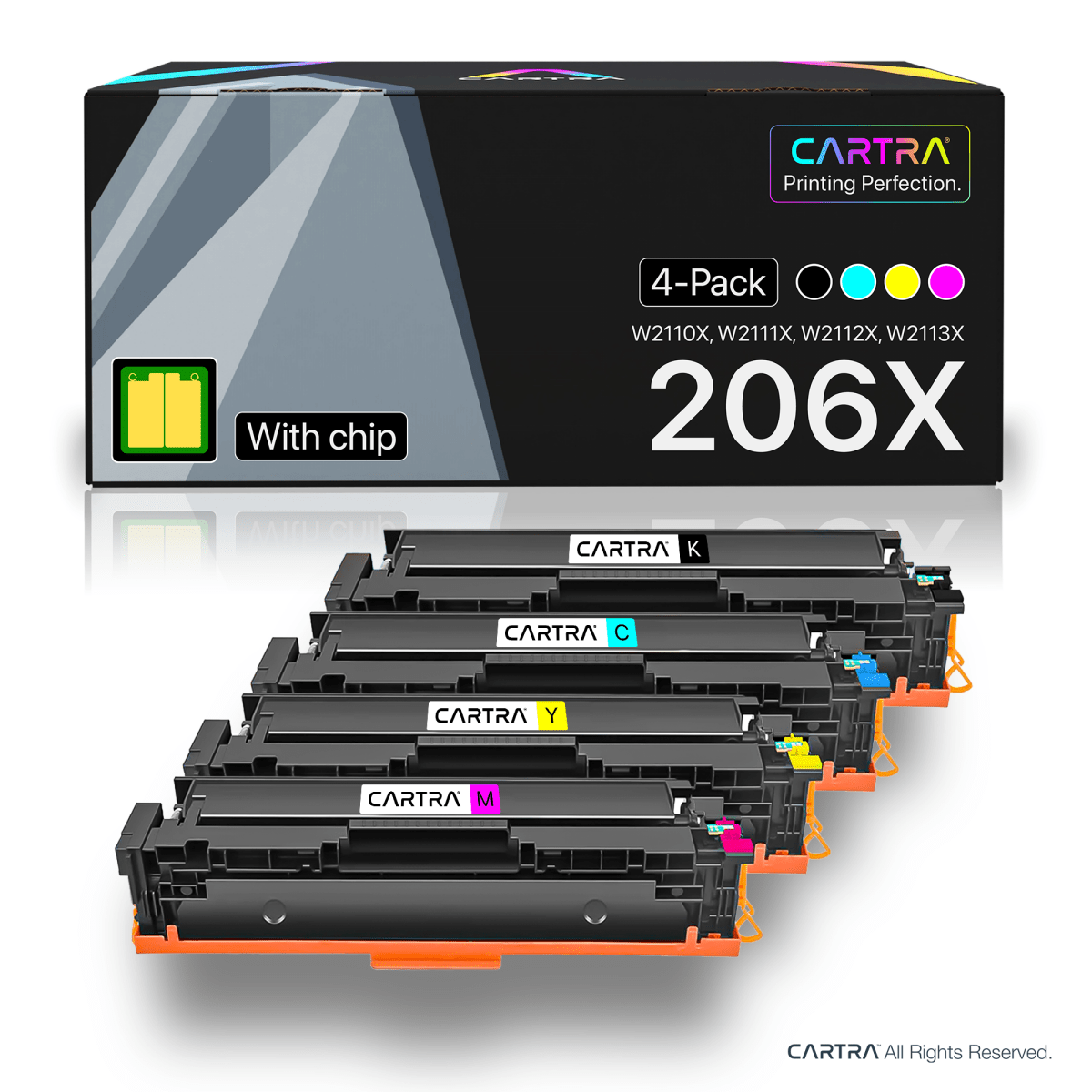 HP 206X High Yield Toner Cartridge Set (4 - Pack) With Smart Chips - Cartra