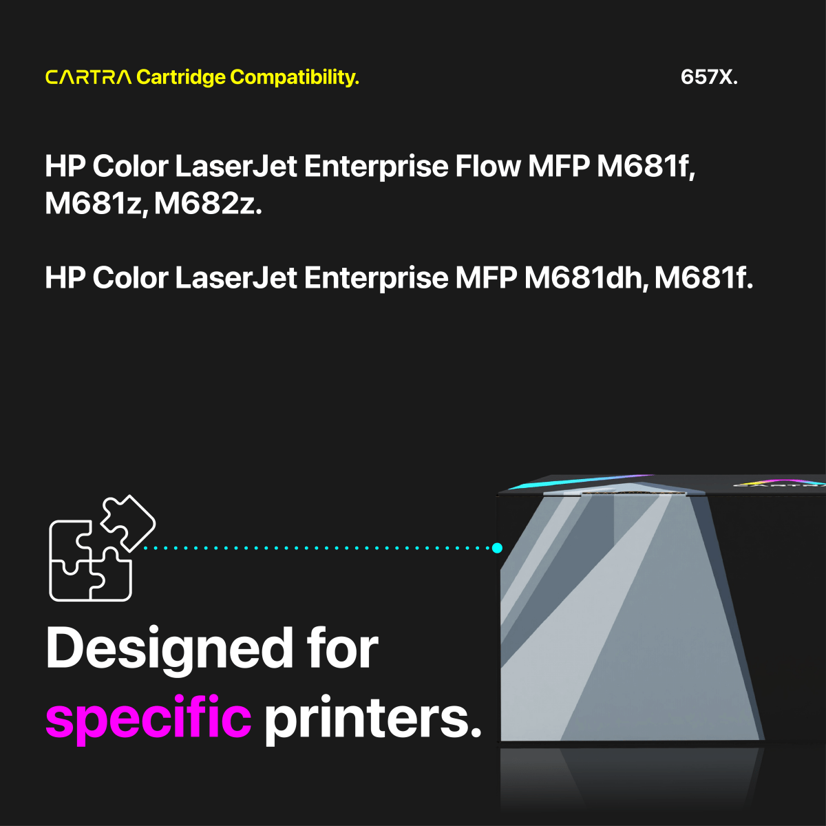 HP 657X Black High Yield Toner Cartridge With Smart Chip (CF470X) - Cartra