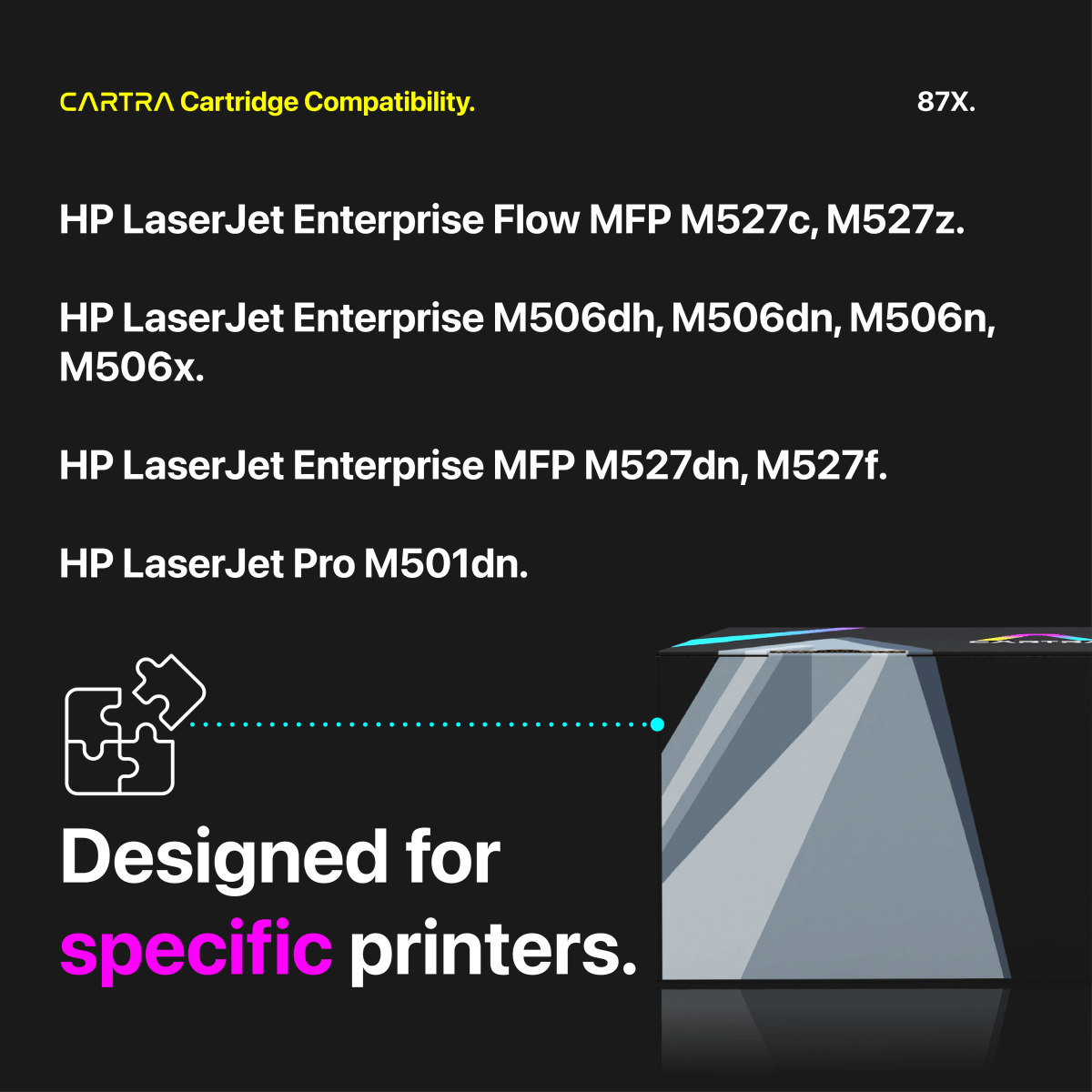 HP 87X Black High Yield Toner Cartridge With Smart Chip (CF287X) - Cartra
